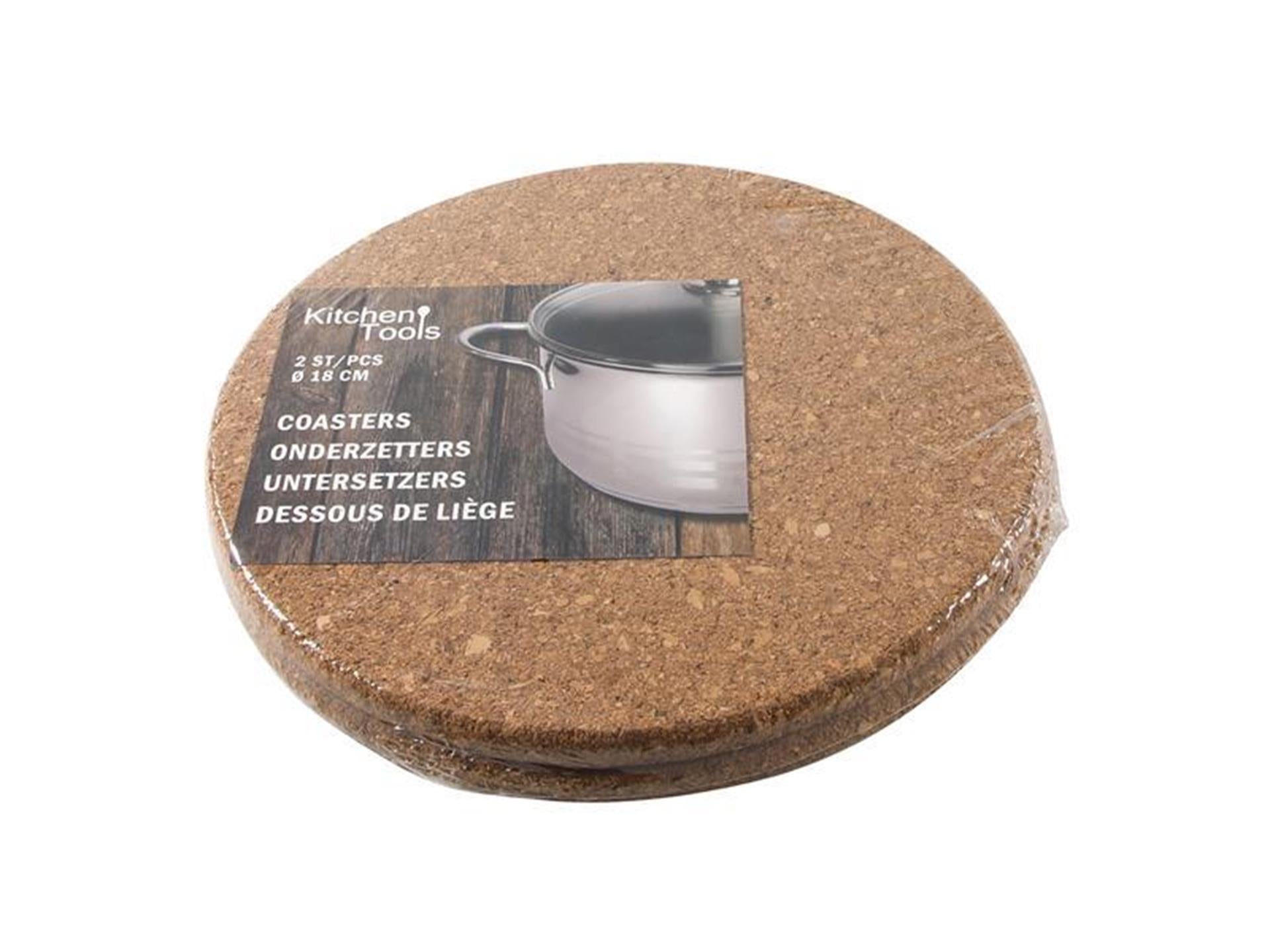 Kitchen tools coasters cork set of 2 pieces ø18cm