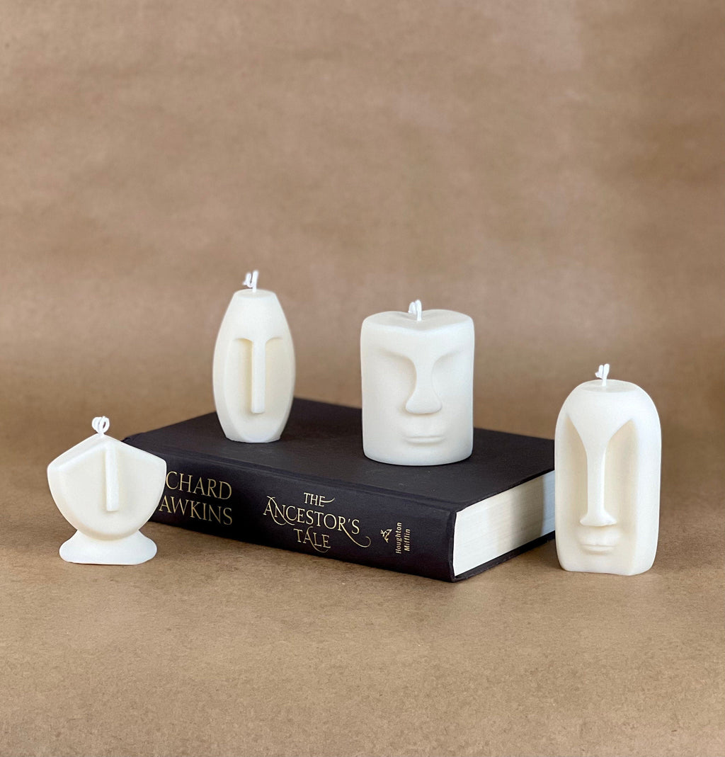 Statue Face Soy Wax Candle Set | Sculptural Home Decor